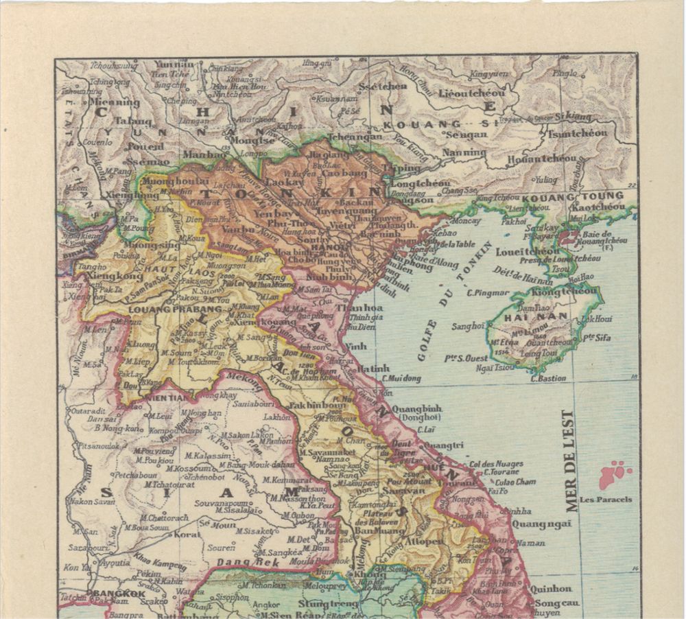 Carte de l'Indochine en couleurs
